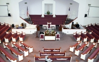 sanctuary furniture, custom upholstered pews, hymnal racks, colonial style pews, pulpit furniture